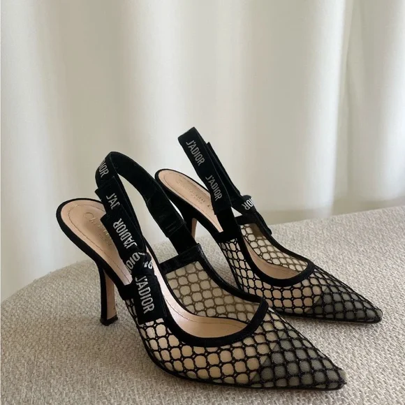 Dior Shoes Dior Black Mesh Slingback Pumps Poshmark